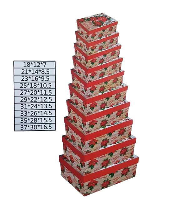 Set 10 Pezzi Scatole Box Per Regali Varie Misure Fantasia Natalizia Natale dfh