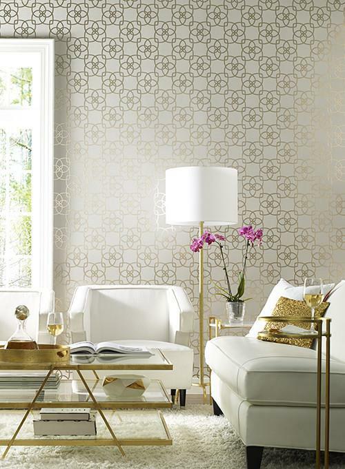 Contemporary Geometric lines modern wallpaper tan gold metallic Textured roll 3D