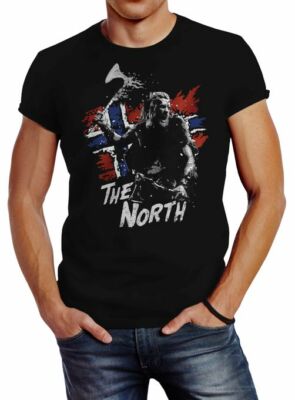 Herren T-Shirt The North Wikinger Berserker Norwegen Valhalla Odin Ragnar