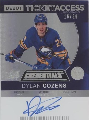 2021-22 Upper Deck Credentials - Dylan Cozens #DTAA-DC
