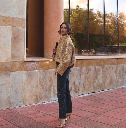 Pre-owned Zara Zw Collection Sz S Sequin Jacket Gold Round Neck Fw24 7925/993 Bloggers