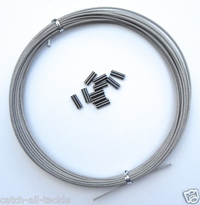 Stainless Steel Vinyl Coated Cable 7x7 30ft coil with 10 crimps 90lb- 800lb