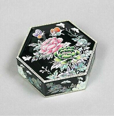 Mother of Pearl Inlaid Hex Jewelry Box Ring Necklace Bracelet Earrings Box Case