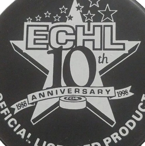 1988-98 SOUTH CAROLINA STINGRAYS ECHL 10TH ANN. PUCK LINDSAY MFG. MADE IN 🇨🇦