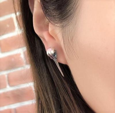 Handmade 925 Sterling Silver Hummingbird Skull Stud Post Earrings Unique Gothic