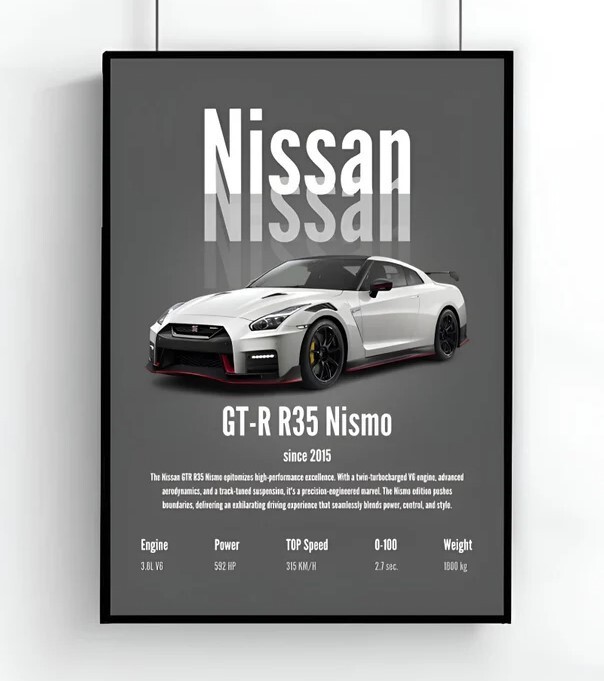 White Nissan GTR Poster, Retro Nissan Photo | eBay