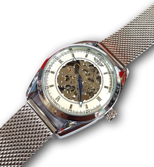 Orologio Da Polso YK G2171 Uomo Analogico Automatico Moderno Maglia Silver lac