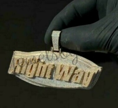 Pre-owned Nsg Men's 4 Ct Natural Moissanite Studded "right Way" Custom Name Pendant 925 Silver In White