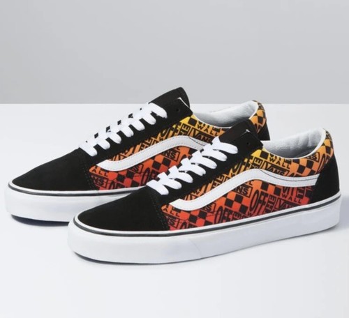 Vans Old Skool Logo Flame Black White Men's 11.5 Skate Shoes