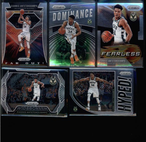 LOT OF (5) GIANNIS ANTETOKOUNMPO 2019/20 PRIZM INSERTS (ALL