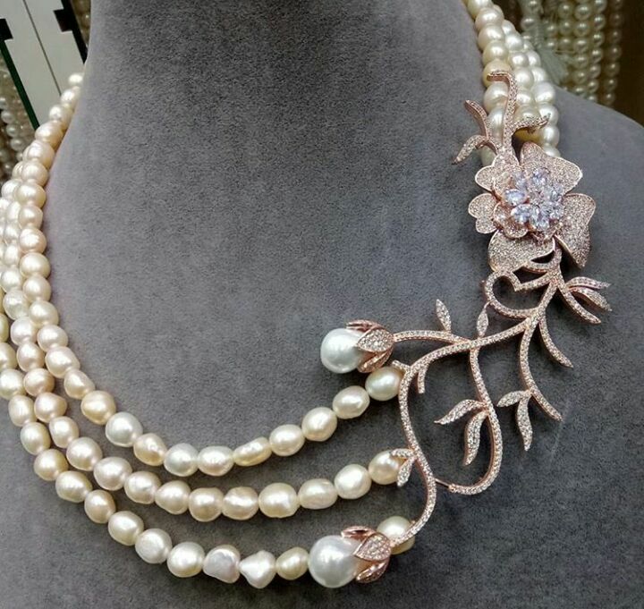 Pre-owned Jewelsfromistanbul 925 Sterling Silver Pearl Rose Plated Turkish Jewelery Ottoman Style Necklace In White
