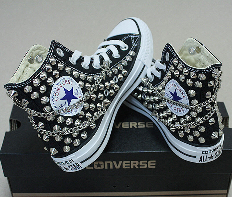 Pre-owned Converse Genuine  All-star With Studs & Chains Sneakers Sheos Black
