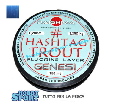 FILO  HASHTAG TROUT 0,20 MT 150  x MULINELLO PESCA TROTA LAGO FIUME  DAISHIMA