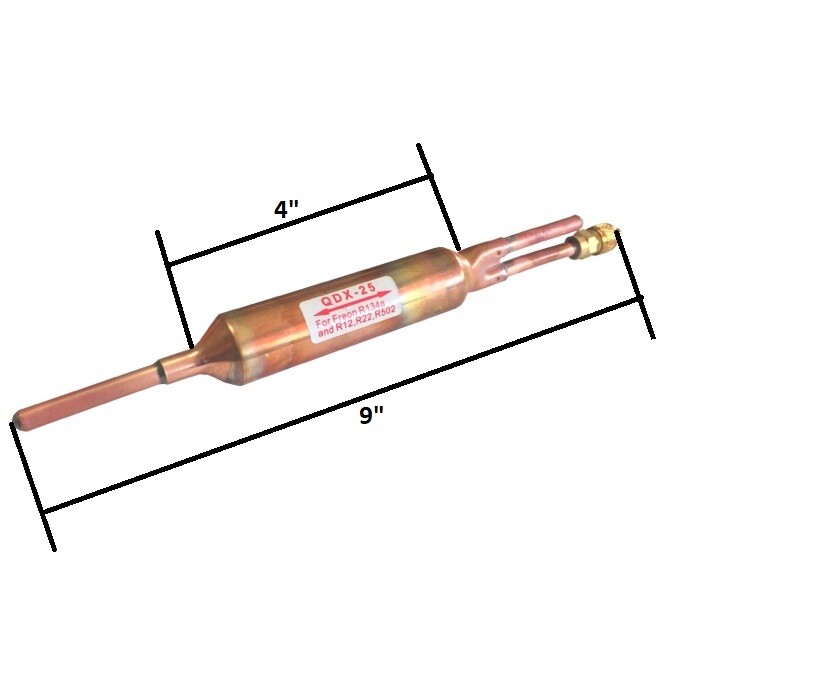 3PC FILTER DRIER REFRIGERANT LIQUID LINE WITH CHARGING VALVE 1/4 X 1/4  25 grams