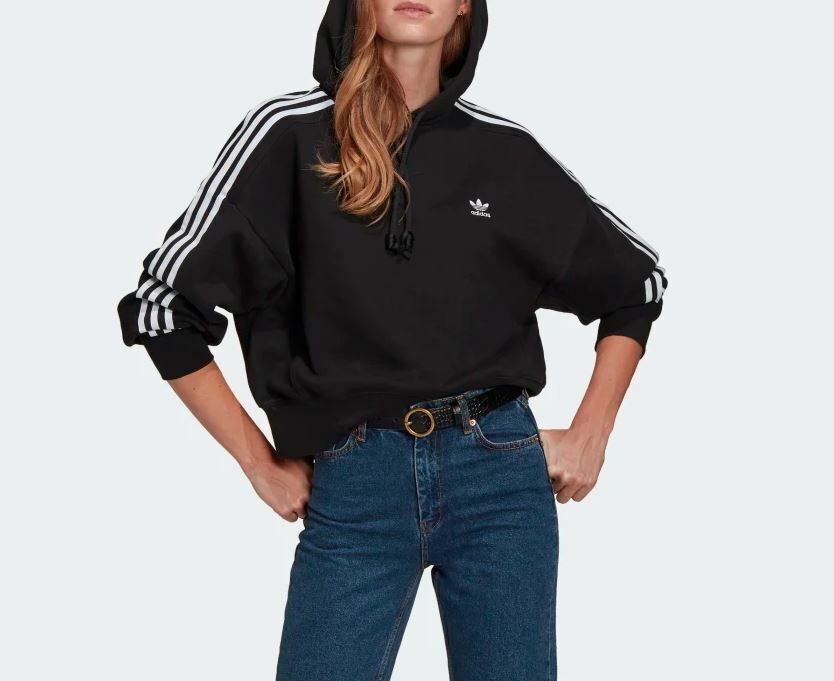 

Женская укороченная худи Adidas Originals Adicolor NEW AUTHENTIC BLK/WHT GN2890, Черный
