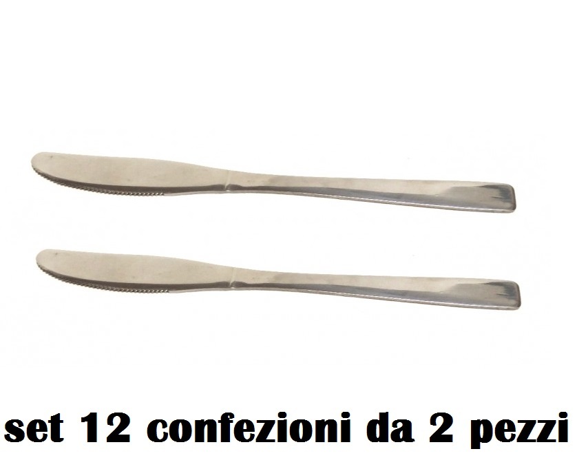 Set 12 Confezioni da 2 Pezzi Coltello Posata Acciaio Inox Lunghezza 21cm moc