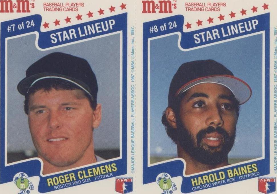 1987 M&M's Star Lineup - Harold Baines Roger Clemens #7-8