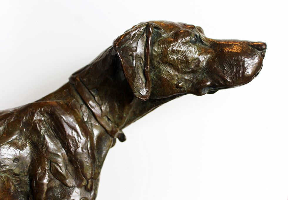 Walter Matia Original Bronze Dog Sculpture Pointer Sporting Large Signed Art