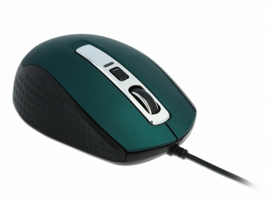 1,5m Kabel Delock Optische 5-Tasten Maus USB Typ-A Plug & Play Grün Rechtshänder