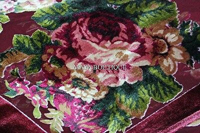 Pre-owned Maya Matazaro Caftan Kimono Jacket Silk Burnout Velvet Cherry Multi Gypsy Rose