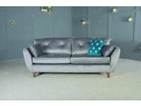 BRAND NEW Furniture Village ‘Felix’ Steel Grey Velvet 4 Seater Sofa