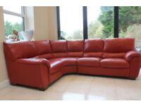 Natuzzi corner sofa suite in red leather new costs over £6500 similar