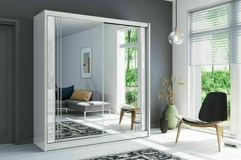 Special Offer Modern Double Mirror Sliding Wardrobe 2 Or 3 Door In