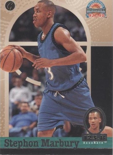 1997 Score Board Autographed Basketball - Stephon Marbury #18