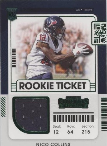 2021 Panini Contenders Nico Collins #RTS-NCO
