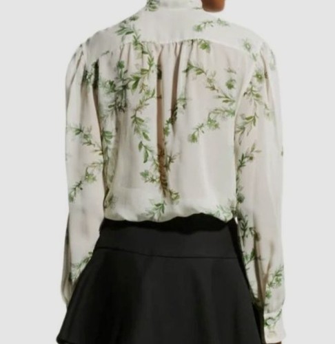 Pre-owned Giambattista Valli $1680  Woman Ivory Vine Print Silk Blouse Size It44 Us8 In White