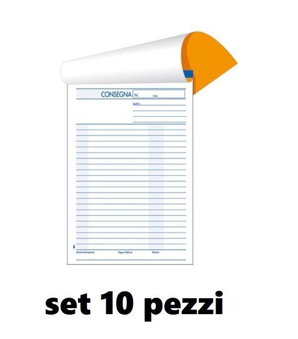 Set 10 Blocco Buoni Di Consegna Fogli 50/50  2 Copie Autocopiante 15x22cm moc
