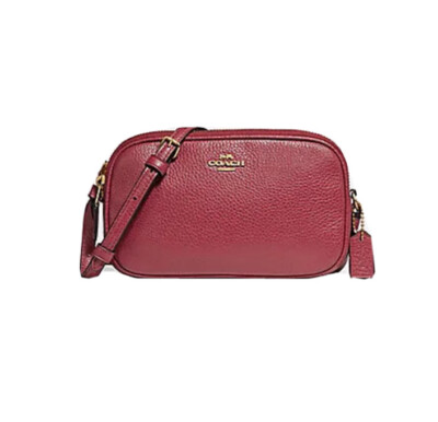 NWT COACH PEBBLED LEATHER CROSSBODY POUCH PURSE F30259 True Red
