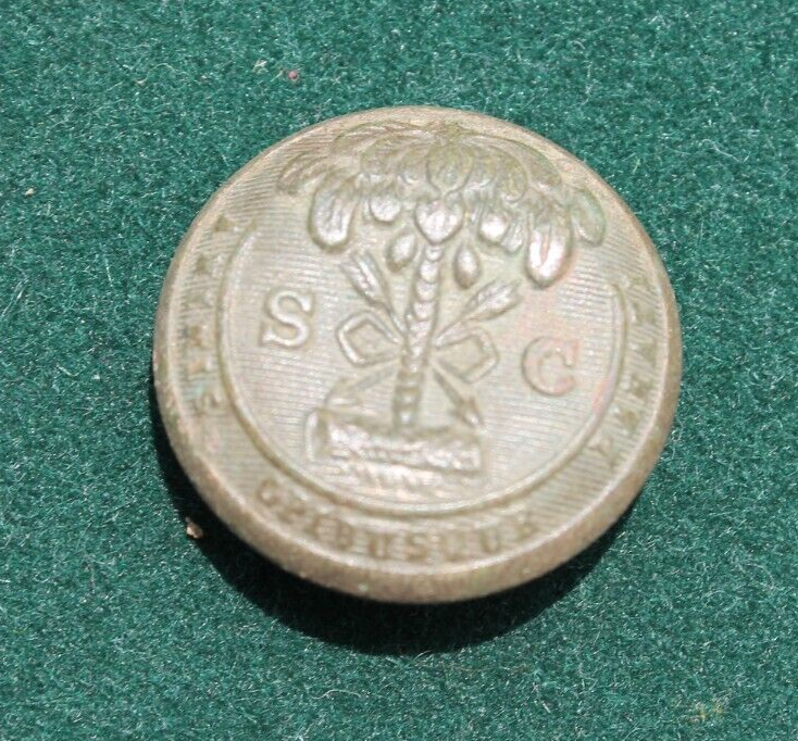 CONFEDERATE SOUTH CAROLINA MILITIA STATE SEAL BUTTON SCOVILL MFG CO 23MM DUG SC