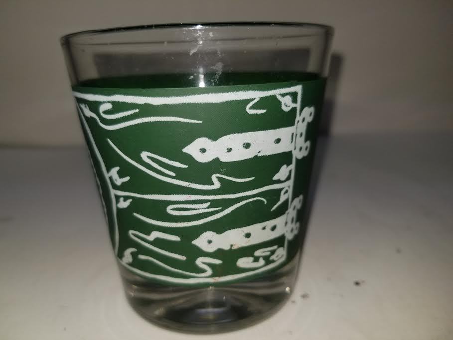 CURRIER & IVES GREEN OLD CURIOSITY SHOP OLD FASHION ROCKS GLASS TUMBLER 6 OZ