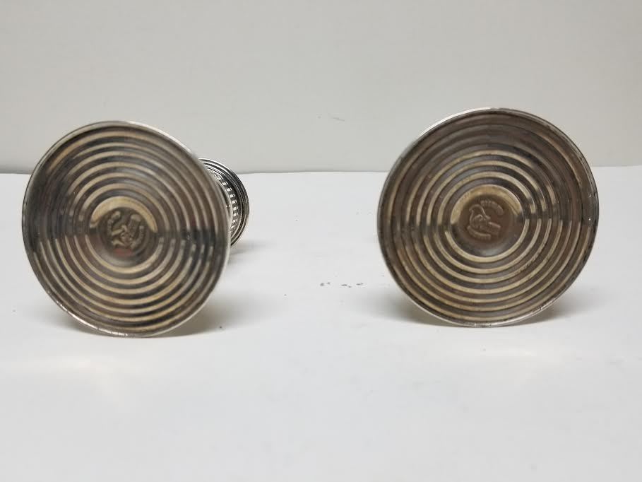 2 DUCHIN CREATION STERLING SILVER WEIGHTED PIERCED CANDLE STICK HOLDERS