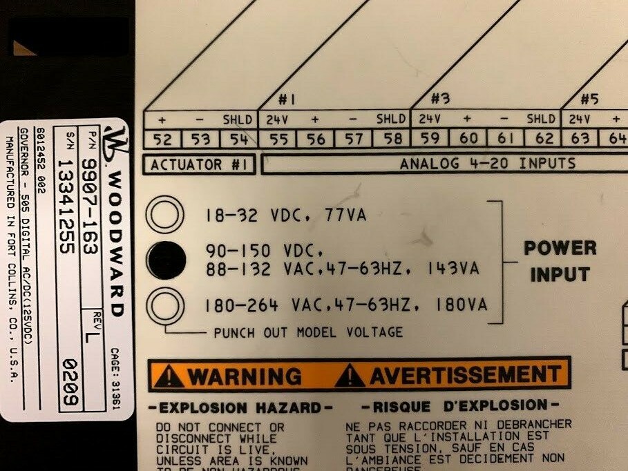 Woodward 505 Turbine Control 9907-163