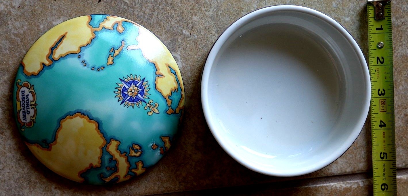 Tiffany & Co. Tauck World Discovery Map Round Porcelain Trinket Box