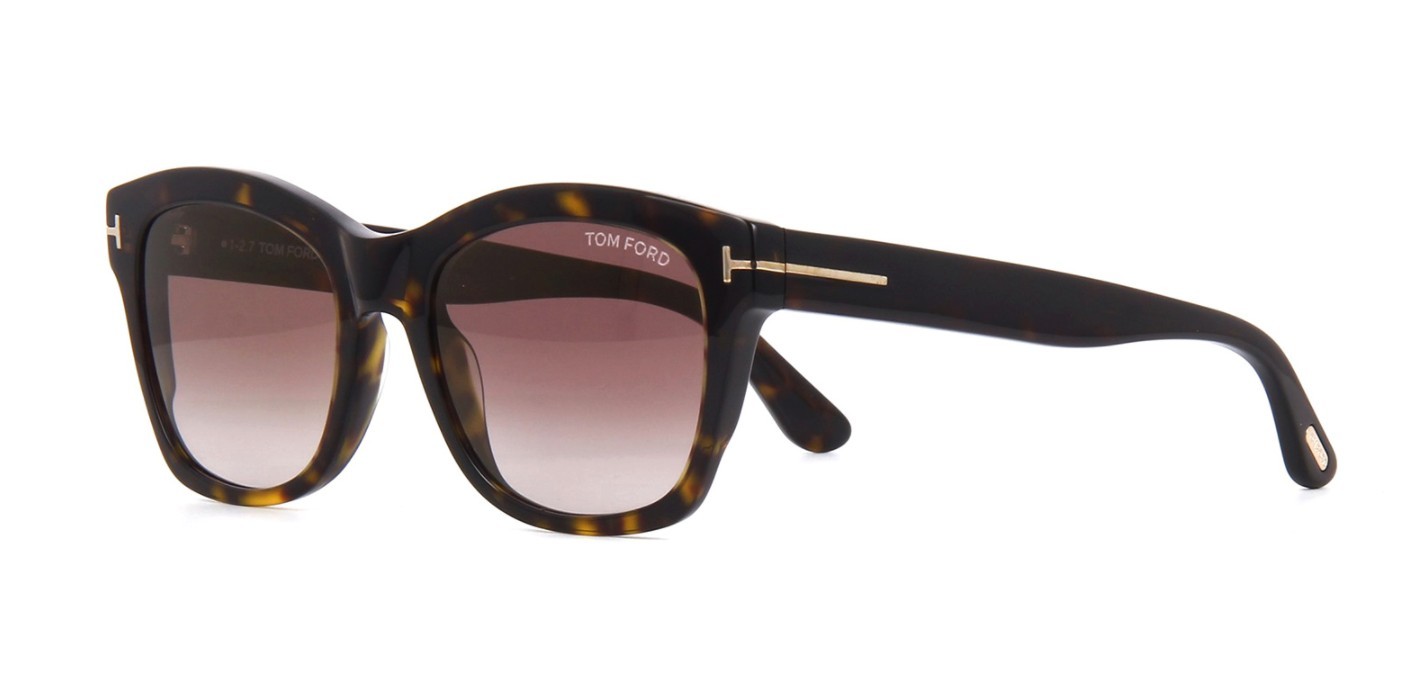 Pre-owned Tom Ford Lauren-02 Ft 0614 Dark Havana/brown Shaded (52f D) Sunglasses