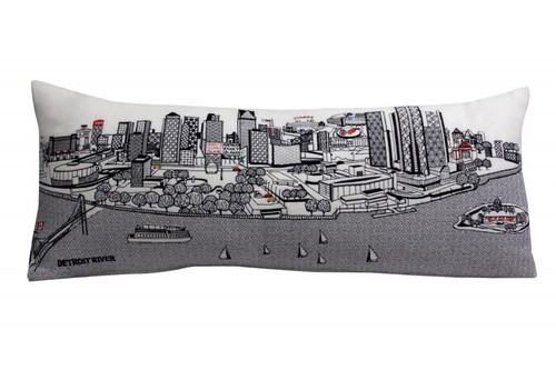 35 Белая Декоративная подушка для поясницы Detroit Daylight Skyline