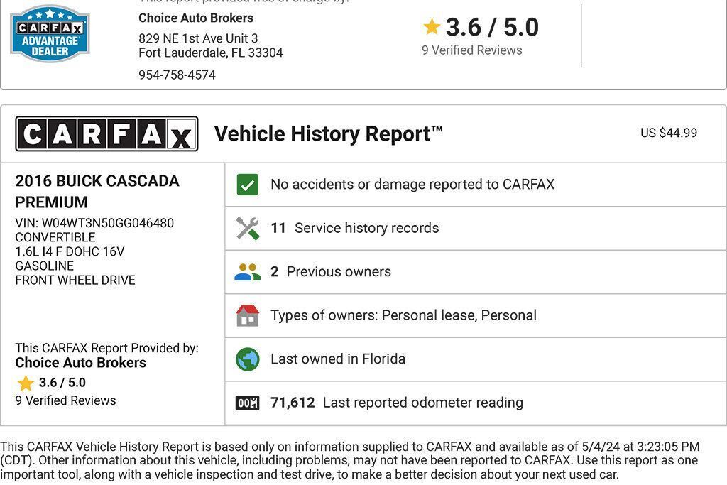 Owner 2016 Buick Cascada 2dr Convertible Premium 71622 Miles Toasted Coconut Metallic