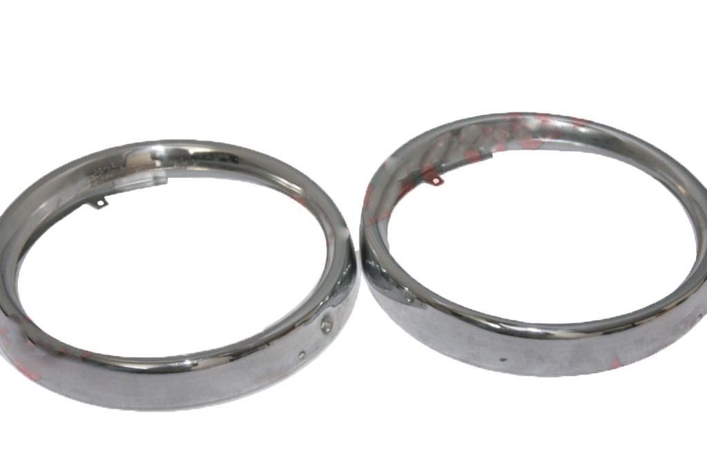 New Pair Headlight Holding Outer Bezel Rim Trim 7" Chrome Plated Morris 