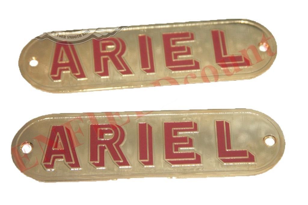 New Pair Brass Petrol Gas Fuel Tank Badge Emblem Motif Ariel Motorcycles  