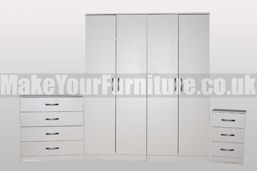 Rome 4 Door Wardrobe Set 4 Drawer Chest Bedside Choice Of
