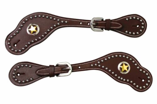 Tahoe Tack Silver Texas Star Show Spotted Leather Western Ladies Spur Straps