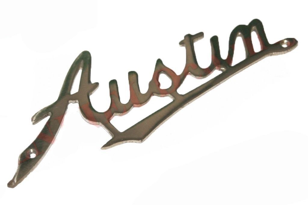 Radiator Austin Script Badge Monogram Motif 8" Brass Made Reproduced  