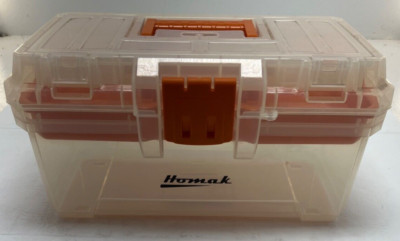 Homak 15-1/2-Inch Plastic Transparent Toolbox with Tray, 15-1/2'' Clear Free Ship