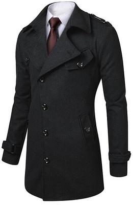 Custom Made Black Gray Single Breasted Trench Coat Men