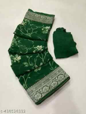 Indian Georgette saree With unstitched Blouse Piece Party Wedding Wear For Women
