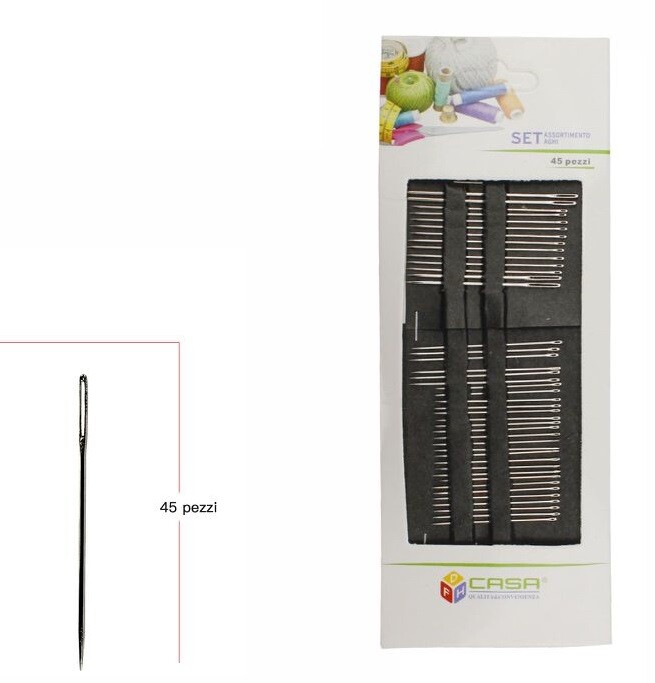 Confezione Set 45 Aghi Per Cucito Sarto Sartoria Cucire Varie Misure dfh
