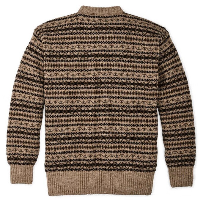 Pre-owned Filson Fair Isle Crewneck Sweater 20263566 Made In Scotland Fawn Tan Khaki Brown